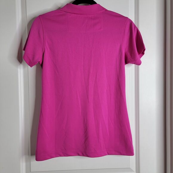 Top Golf Polo Shirt Women’s Medium Uniform Pink Blue Logo Short Sleeves Stretch - Picture 4 of 5